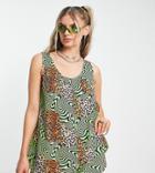 Collusion Leopard Print Open Side Romper In Multi
