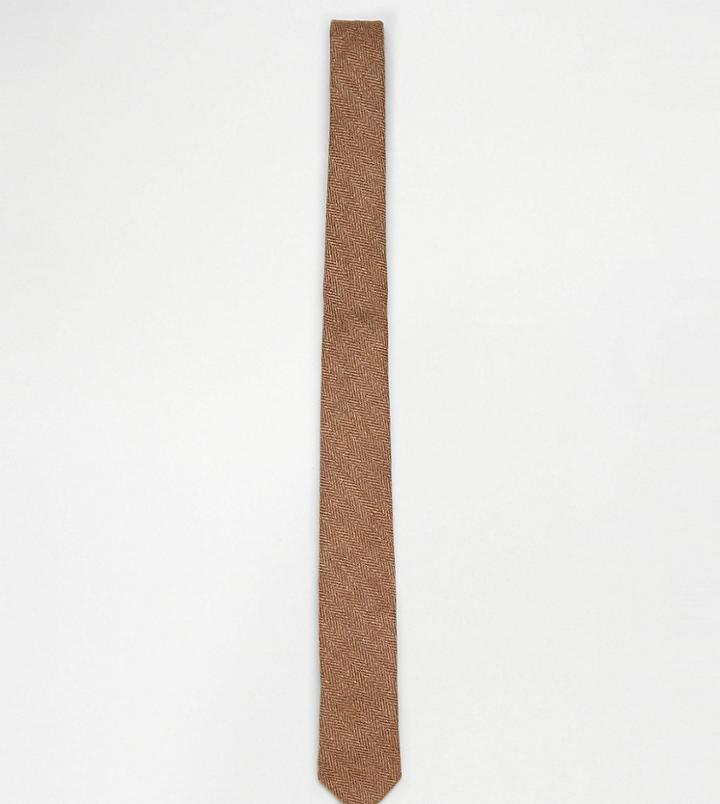 Heart & Dagger Tie In Herringbone Tweed - Beige