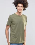 Kubban Raw Edge Long Line T-shirt - Green