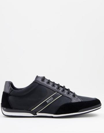 Boss Saturn Lowp Sneakers In Black/ Gold