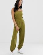 Asos Design Jumpsuit With Strappy Back And Elasticated Cuffs - Multi