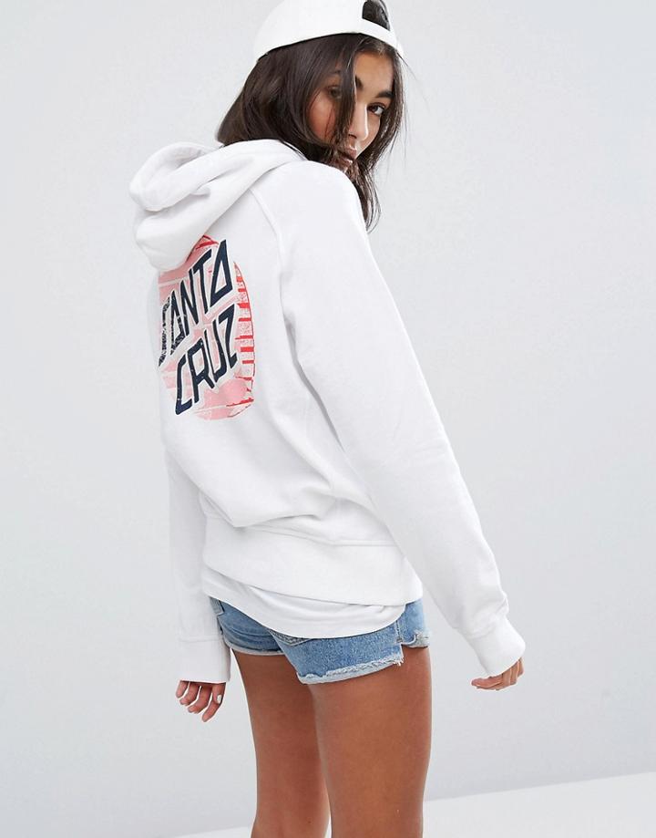 Santa Cruz Oversized Hoodie With Pop Print Logo - White