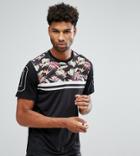 Jacamo Tall T-shirt With Floral Panel In Black - Pink