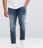 Replika Plus Axel Slim Jeans In Mid Wash Blue - Blue