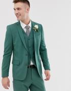 Asos Design Wedding Slim Suit Jacket In Pine Green