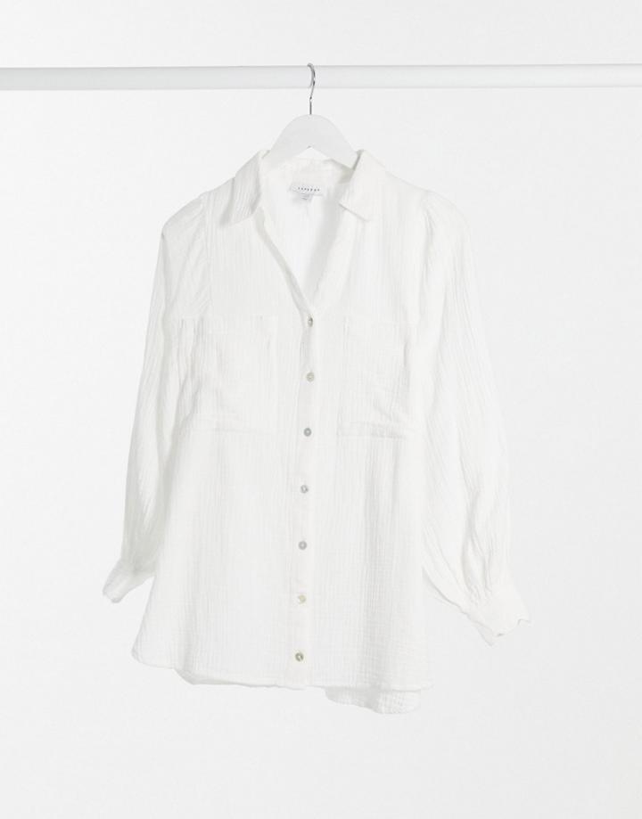 Topshop Cotton Shirt In White
