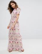 Vero Moda Ruffle High Neck Maxi Dress - Pink