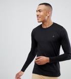 Farah Tall Farris Slim Fit Long Sleeve T-shirt With Stretch In Black - Black