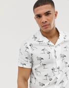 Burton Menswear Shirt With Flamingo In White - White