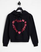 Love Moschino Heart Logo Hooded Top In Black
