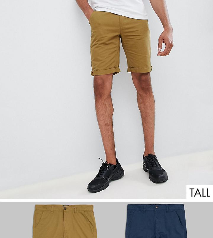D-struct Tall Chino Shorts 2 Pack - Green