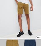 D-struct Tall Chino Shorts 2 Pack - Green