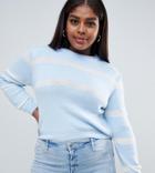 Boohoo Plus Stripe Sweater In Blue - Blue