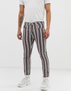 Pull & Bear Two-piece Slim Fit Jeans In Blue Stripe - Blue