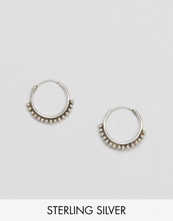 Fashionology Sterling Silver Ball Hoop Earrings - Silver