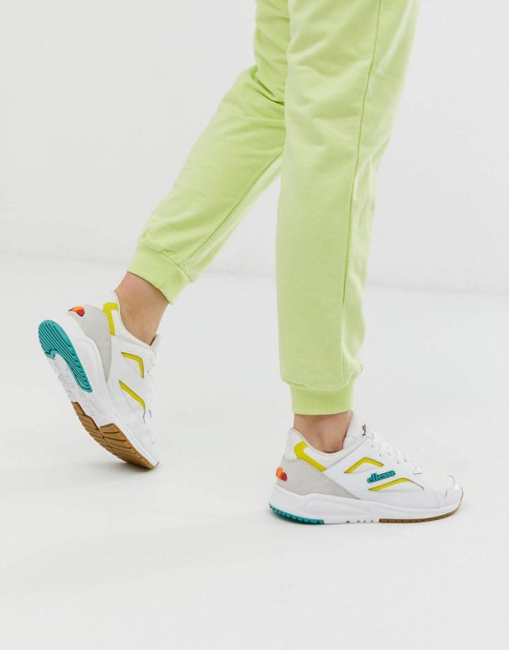 Ellesse Contest Leather Sneakers In White And Yellow