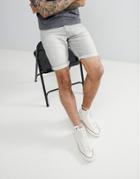 Threadbare Basic Denim Turn Up Shorts - Gray