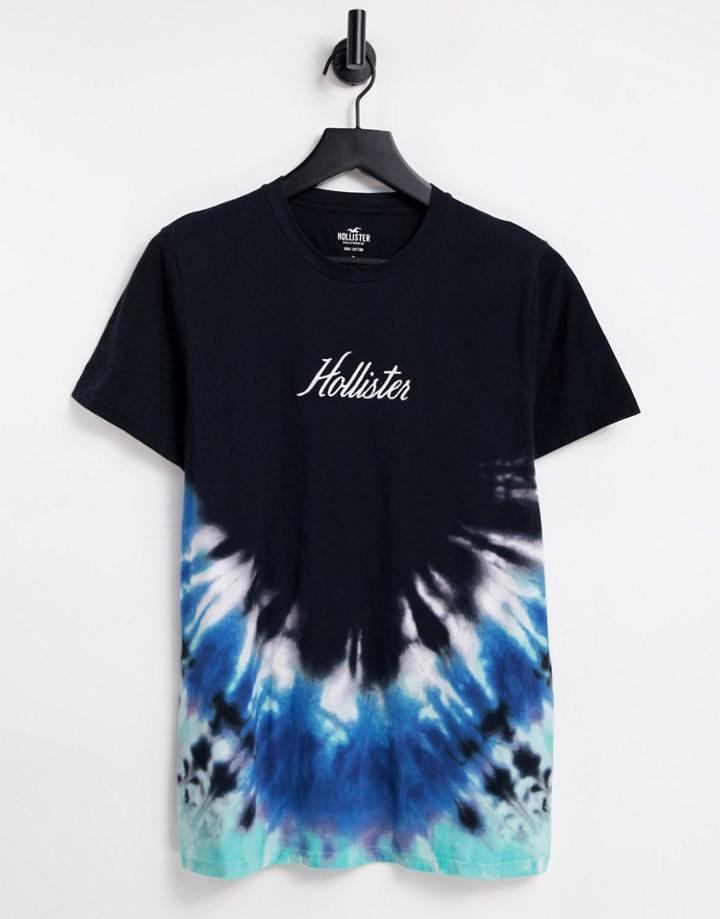 Hollister Front Logo Tie Dye Wash T-shirt In Blue-blues