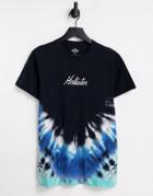 Hollister Front Logo Tie Dye Wash T-shirt In Blue-blues