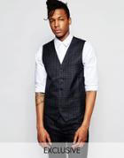 Rogues Of London Exclusive Mini Check Vest In Skinny Fit - Black