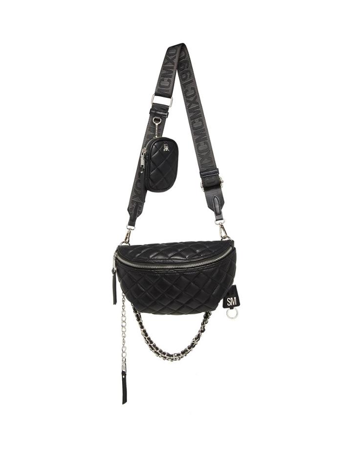Steve Madden Bpossess Quilted Cross-body Sling Bag In Black