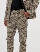 Asos Design Skinny Cropped Pants Two-piece In Geo Print-gold