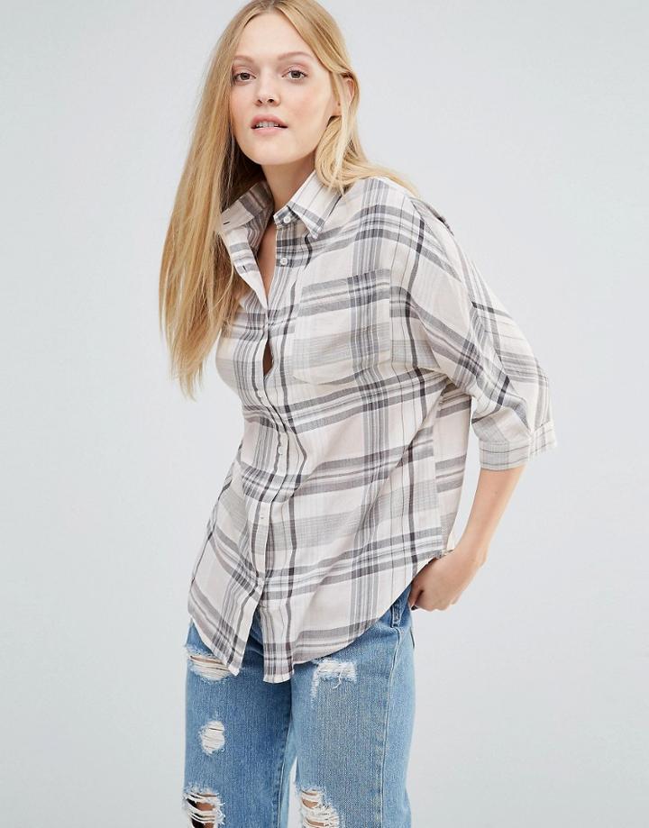 Daisy Street Checked Shirt - Beige
