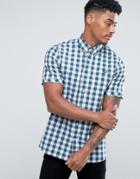 Fred Perry Slim Fit Short Sleeve Bold Gingham Green - Green