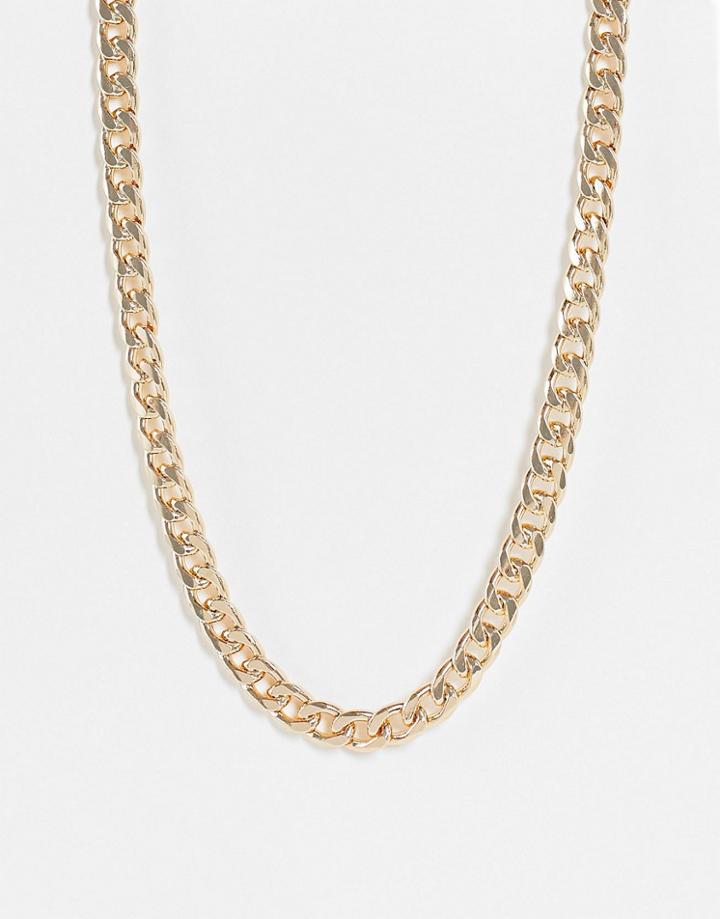 The Status Syndicate Chain Necklace With Square Composite Detail In Gold