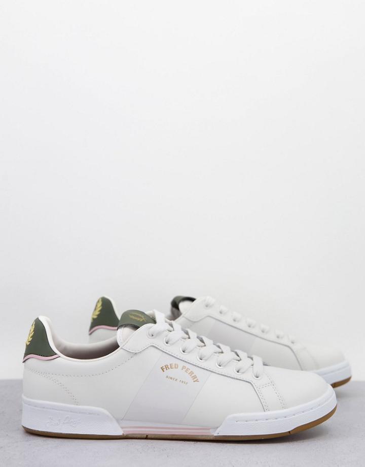 Fred Perry B1255 Leather Sneakers In White/gold