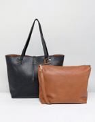Oasis Faux Leather Tote Bag - Black