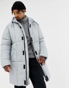 Asos Design Oversized Puffer Jacket In Gray