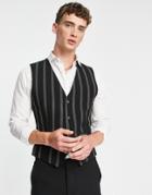 Bolongaro Trevor Striped Super Skinny Fit Vest In Black