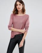 Vero Moda Slash Neck Long Sleeve Jumper - Pink