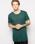Asos Longline T-shirt In Knitted Wool Effect - Green