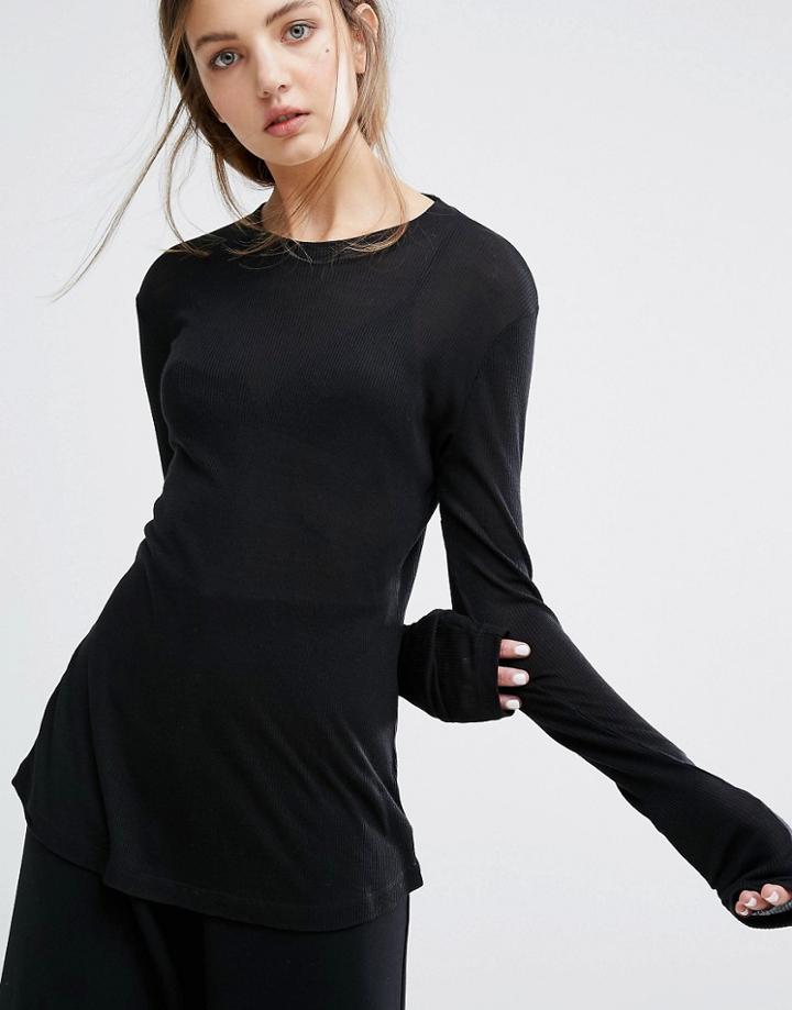 Weekday Fine Rib Top - Black