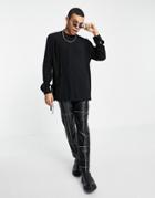 Asos Design Crinkle Viscose Wrap Shirt In Black