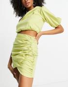 Asos Design Wrap Front Mini Skirt In Light Green - Part Of A Set
