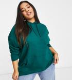 Asos Design Curve Organic Cotton Super Oversized Boyfriend Hoodie In Forest Green