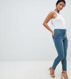Asos Petite Ridley High Waist Skinny Jeans In Amaris Green Cast Wash - Blue