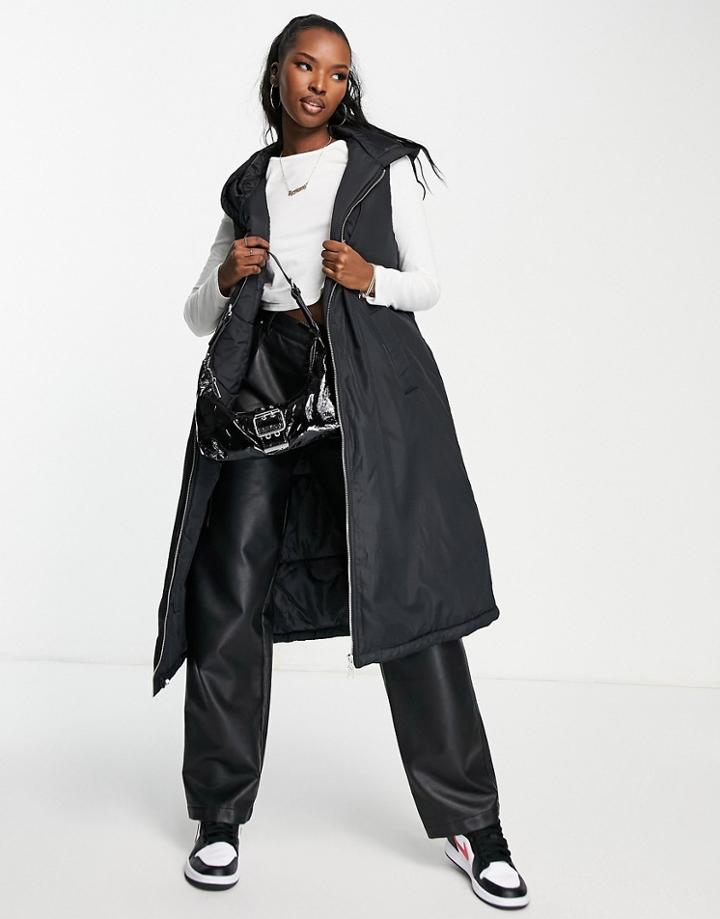 Na-kd Oversized Padded Vest With Hood In Black