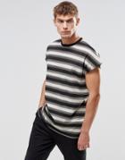 Asos Oversized Sleeveless T-shirt In Retro Stripe In Black/stone - Black
