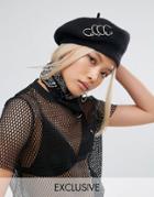 Shikumi Black Beret With Piercings - Black