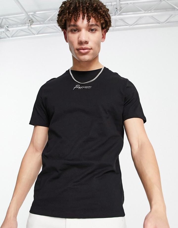 Jack & Jones Premium Logo T-shirt In Black