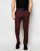 Asos Slim Suit Pants In Burgundy - Burgundy