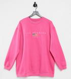 Daisy Street Plus Relaxed Sweatshirt With Los Angeles Embroidery-pink