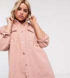 Missguided Plus Oversized Denim Shirt In Pink