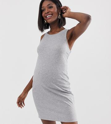 Gebe Maternity Fitted Tank Dress - Gray