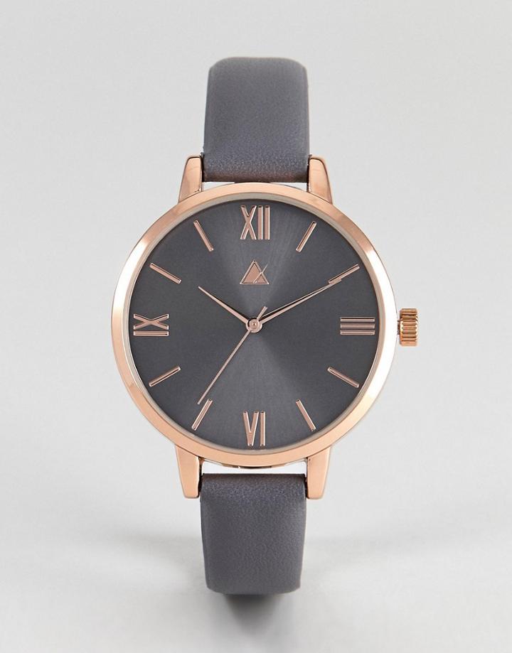 Asos Charcoal And Rose Gold Watch - Copper