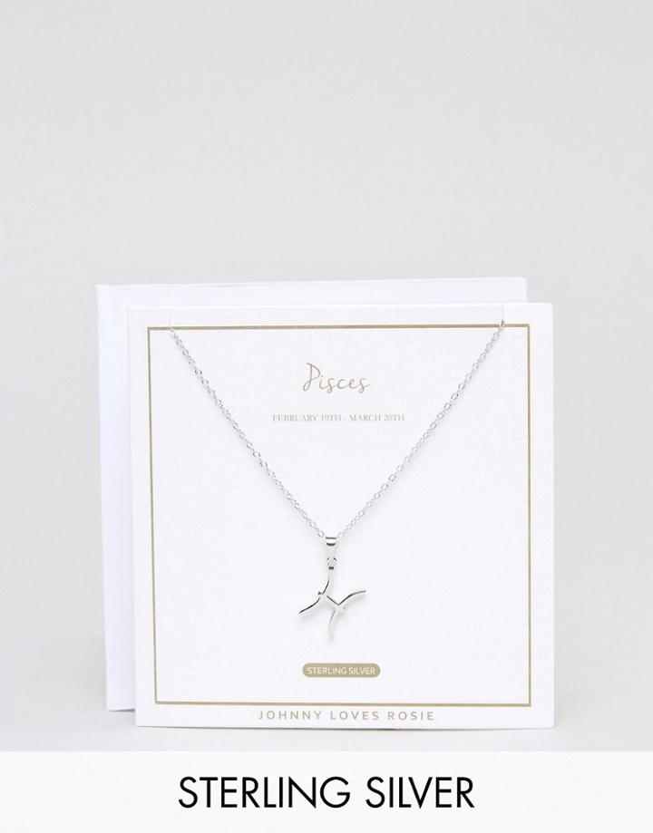 Johnny Loves Rosie Sterling Silver Zodiac Pisces Necklace - Silver